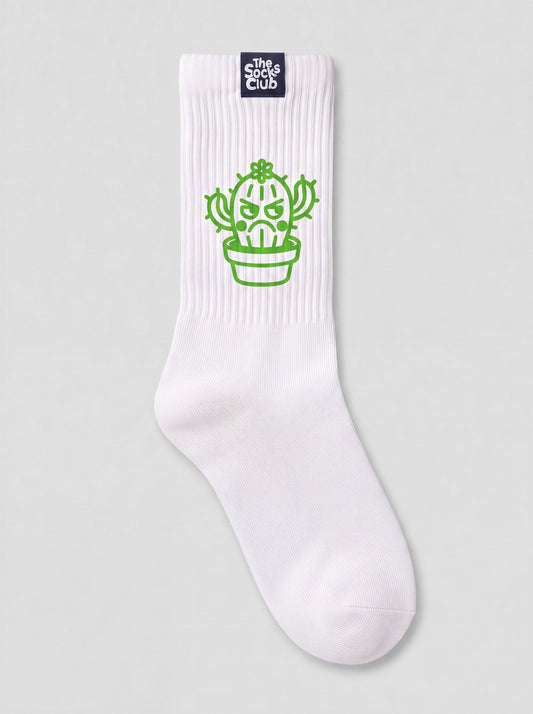 Angry Cactus - Regular White Socks
