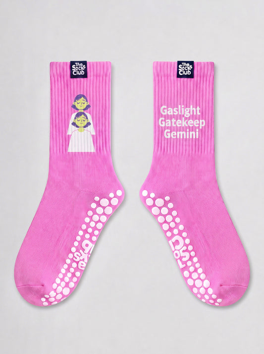 Gaslight Gatekeep Gemini (Gemini) - Pilates Hot Pink Socks