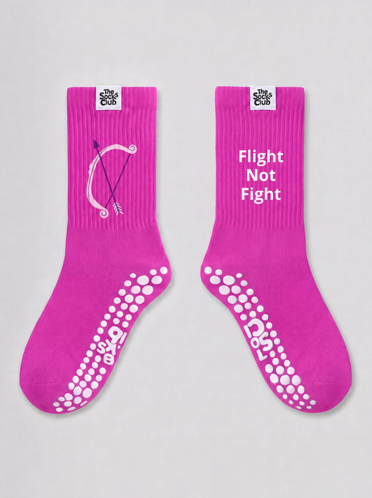 Flight Not Fight (Sagittarius) - Pilates Magenta Socks