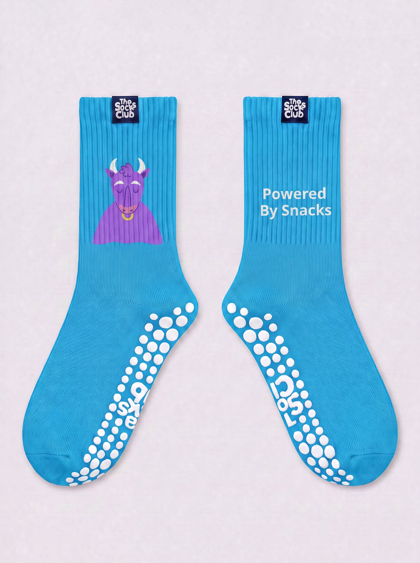 Powered by Snacks (Taurus) - Pilates Sky Blue Socks