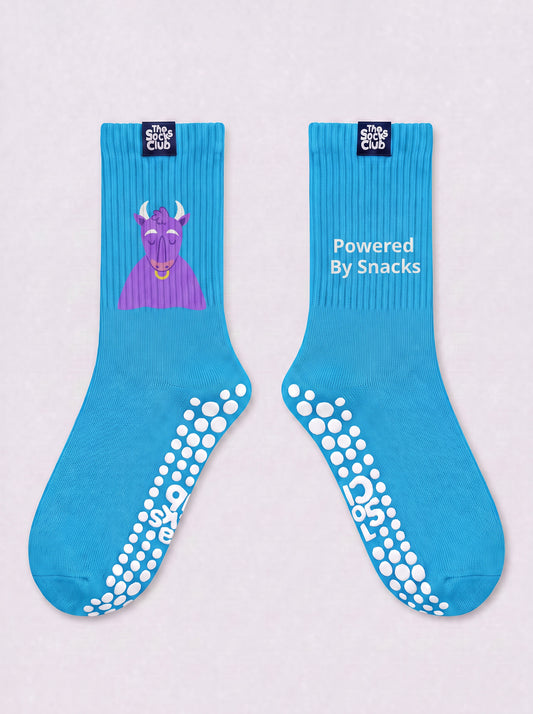 Powered by Snacks (Taurus) - Pilates Sky Blue Socks