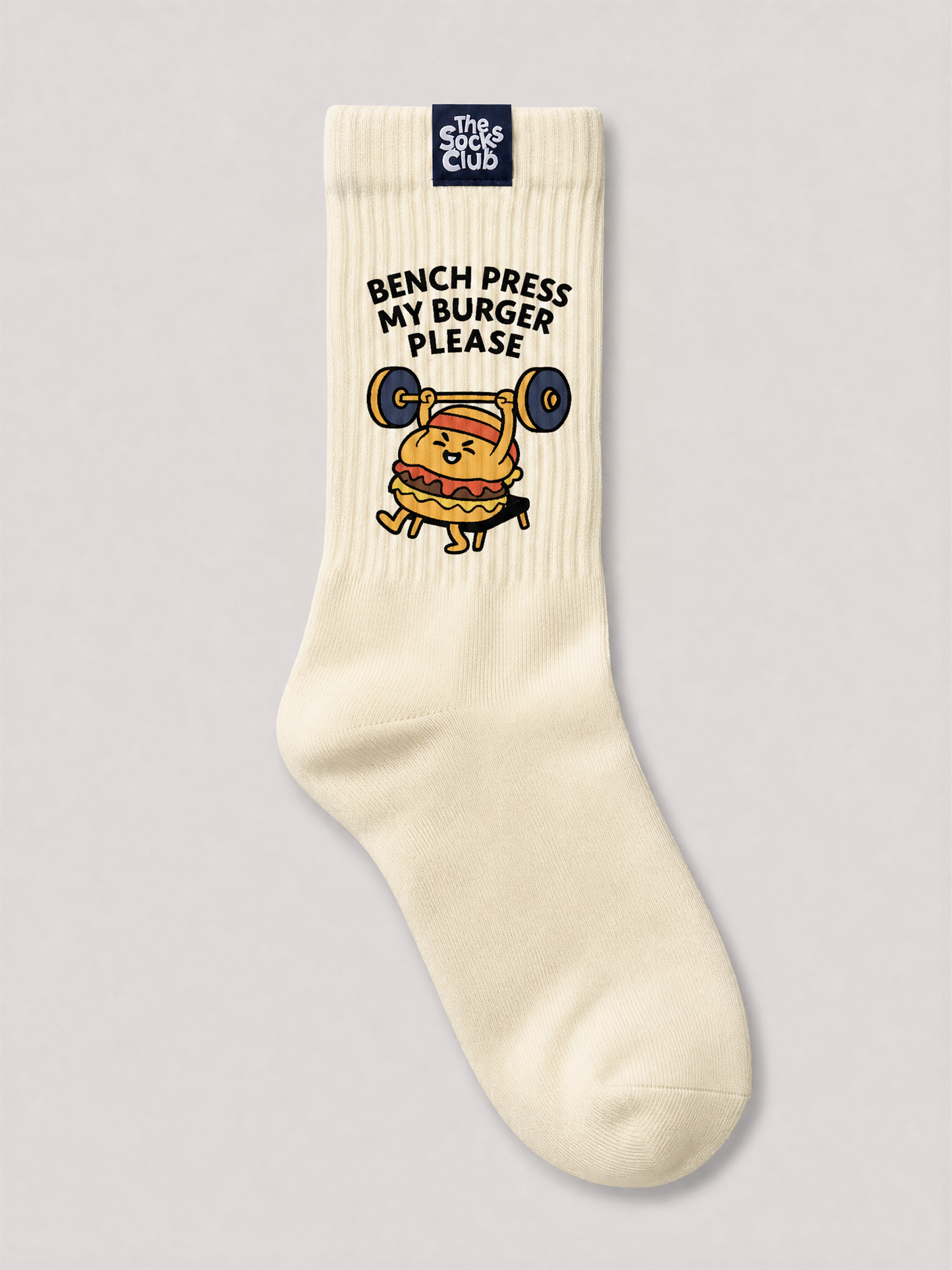 Bench Press My Burger Please - Regular Cream Socks