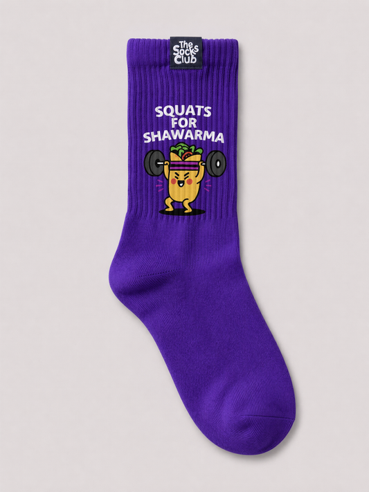 Squats for Shawarma - Regular Purple Socks